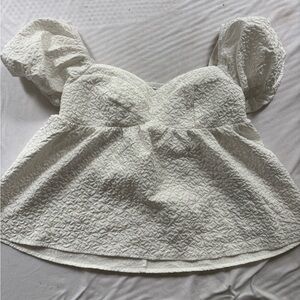 SHEIN Cream Puff Sleeve Ruffled Blouse